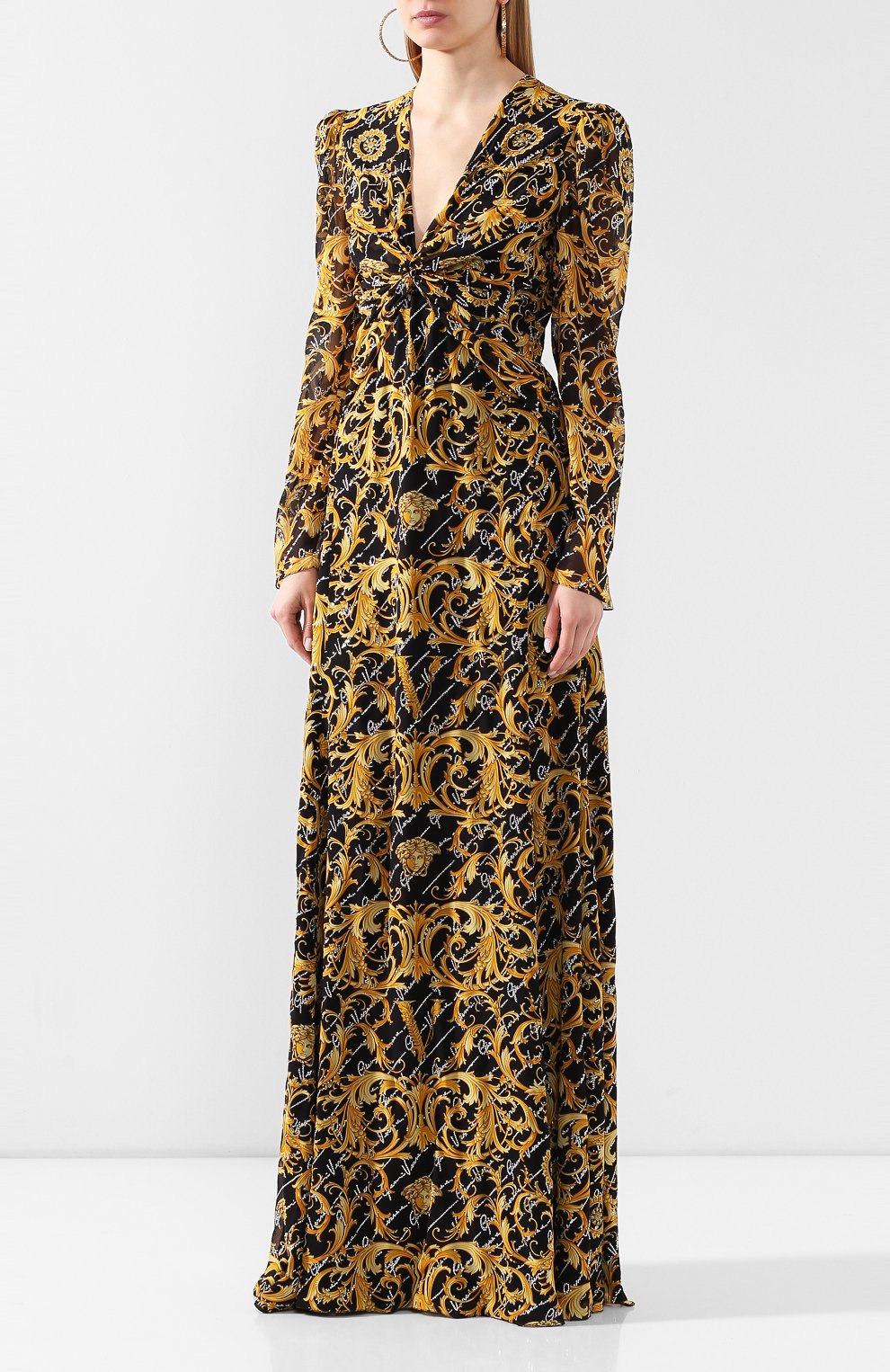 Шелковое платье VERSACE золотого цвета по цене 956000 руб., арт. A85790/A233371, фото 3 Шелковое платье VERSACE, арт. A85790/A233371, фото 3