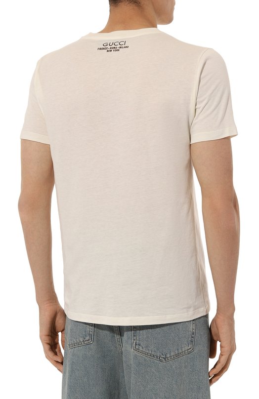 Хлопковая футболка Gucci 761525/XJFZ0 Кремовый  761525/XJFZ0 Фото 4