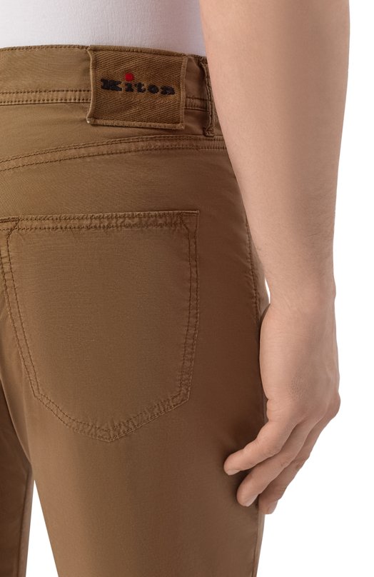 Брюки из хлопка и лиоцелла Kiton UPNJS1K0610H Коричневый  UPNJS1K0610H Фото 5
