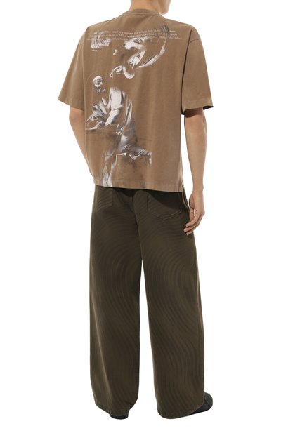 Хлопковая футболка OFF-WHITE светло-коричневого цвета по цене 42150 руб., арт. 0MAA120S24JER014, фото 2 Хлопковая футболка OFF-WHITE, арт. 0MAA120S24JER014, фото 2