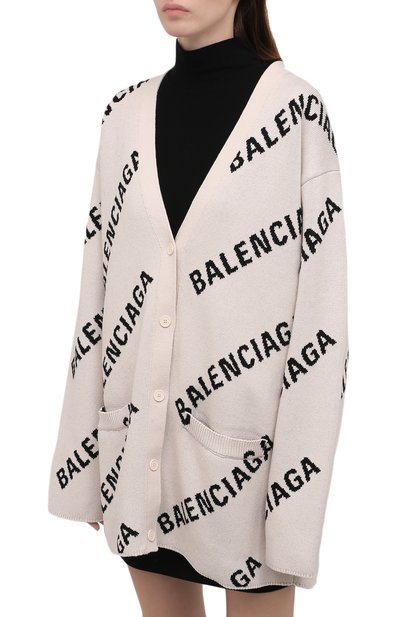 Кардиган BALENCIAGA кремового цвета по цене 128500 руб., арт. 659675/T3200, фото 3 Кардиган BALENCIAGA, арт. 659675/T3200, фото 3
