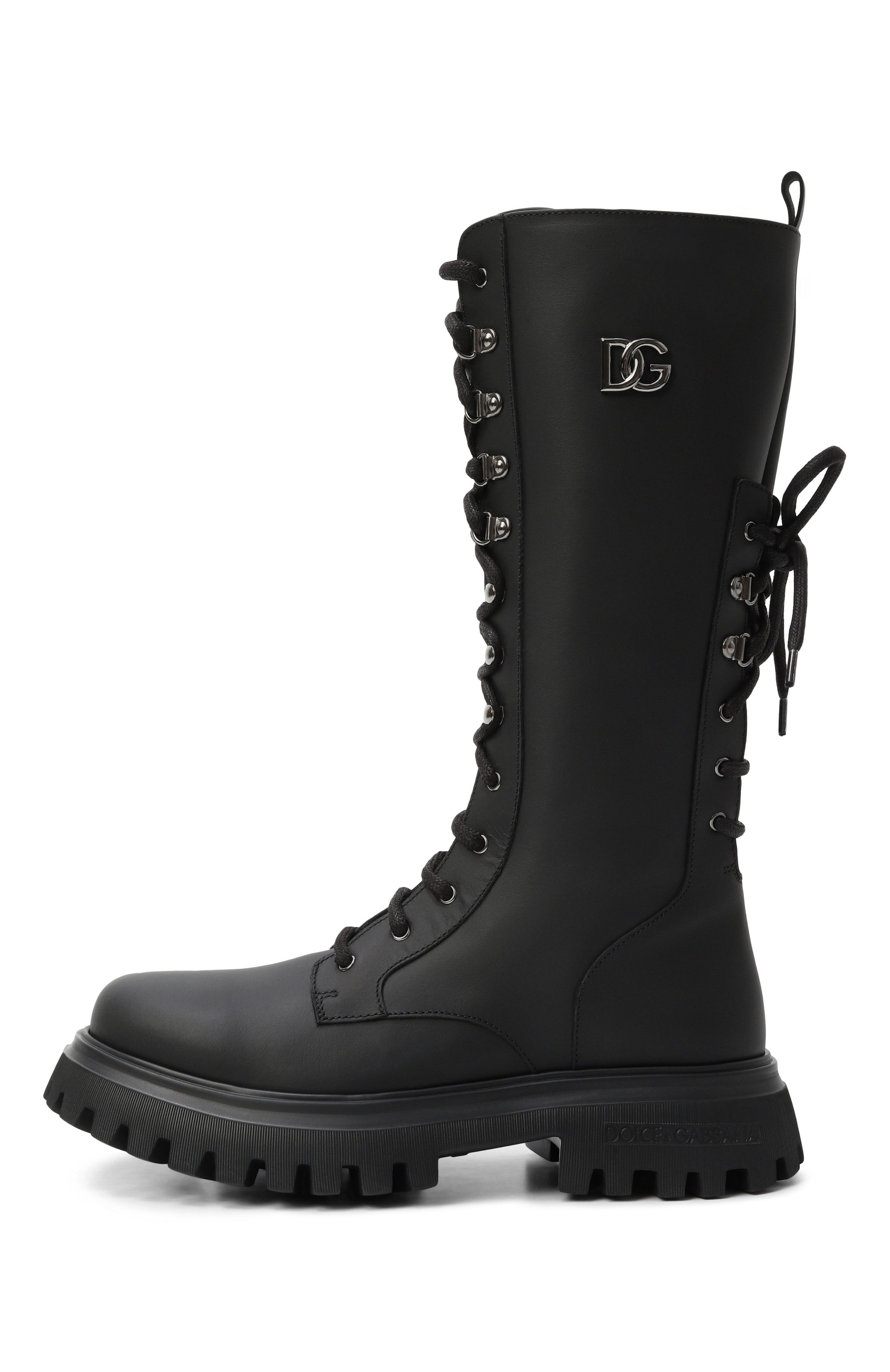 Кожаные ботинки DOLCE & GABBANA черного цвета по цене 86550 руб., арт. D11342/A6379/37-39, фото 2 Кожаные ботинки DOLCE & GABBANA, арт. D11342/A6379/37-39, фото 2