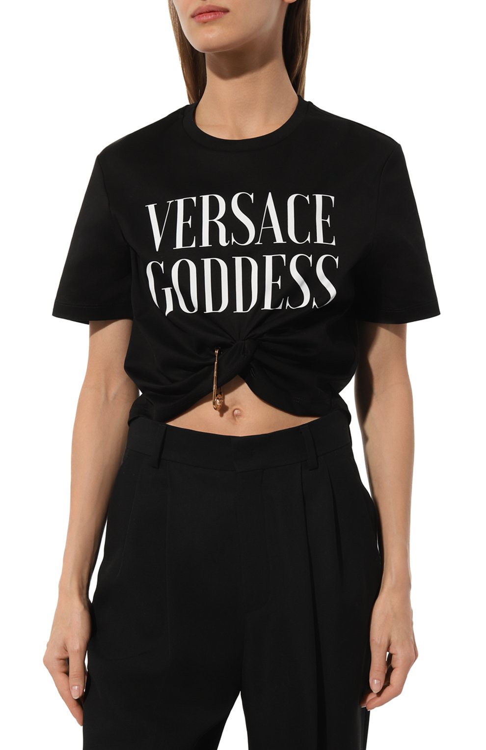 Хлопковая футболка VERSACE черного цвета по цене 69100 руб., арт. 1009137/1A06529, фото 3 Хлопковая футболка VERSACE, арт. 1009137/1A06529, фото 3