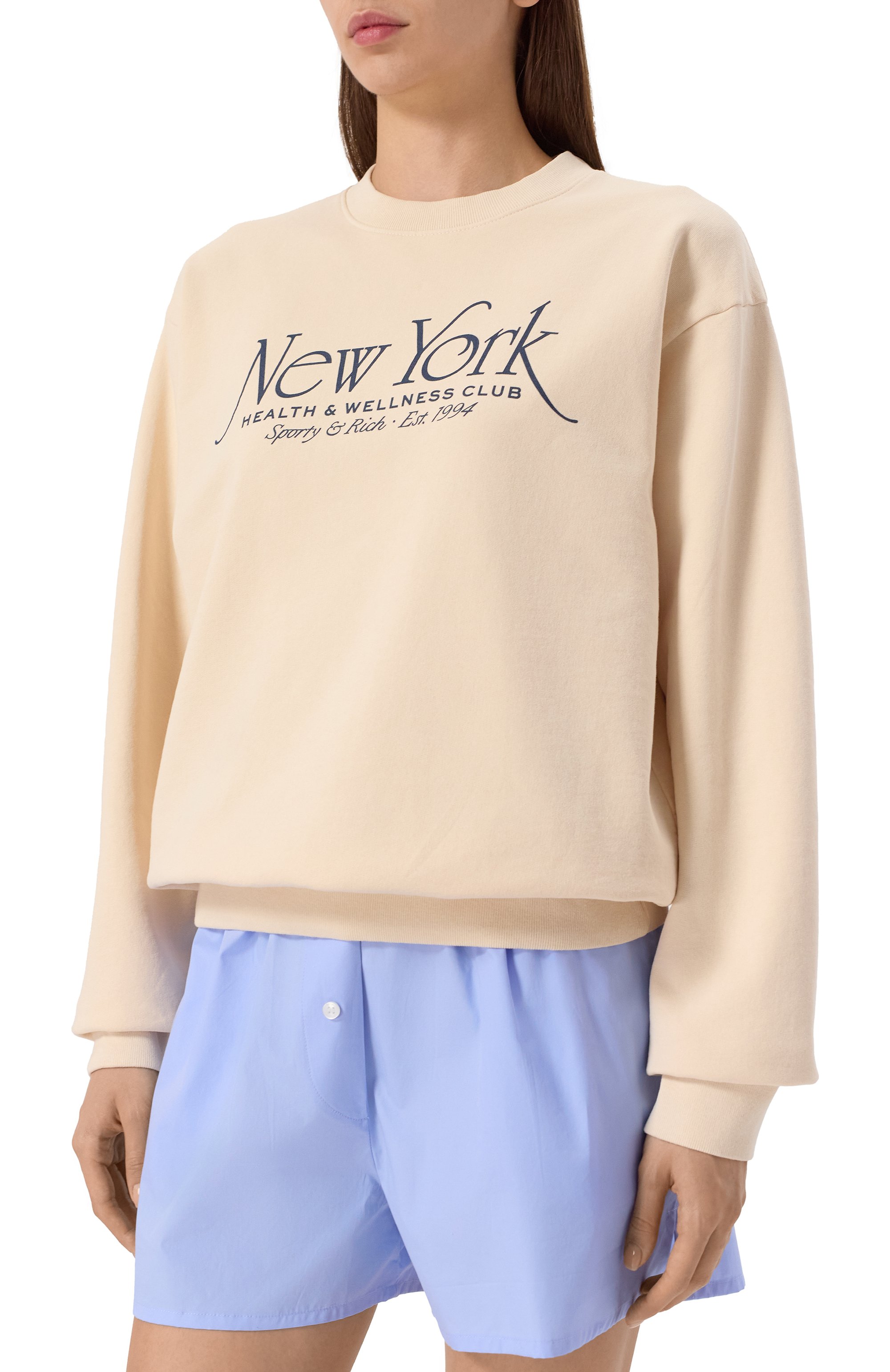 Хлопковый свитшот SPORTY AND RICH кремового цвета по цене 22650 руб., арт. ST071508034CR01, фото 7 Хлопковый свитшот SPORTY AND RICH, арт. ST071508034CR01, фото 7