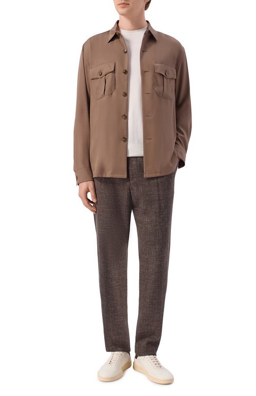 Брюки из шерсти и кашемира Marco Pescarolo FAR/5326 Коричневый  FAR/5326 Фото 2