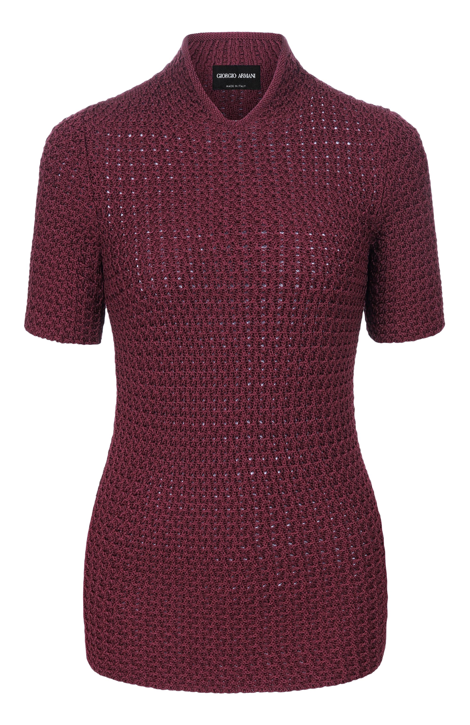 Пуловер из вискозы GIORGIO ARMANI бордового цвета по цене 158000 руб., арт. GW003917/AF28697, фото 1 Пуловер из вискозы GIORGIO ARMANI, арт. GW003917/AF28697, фото 1