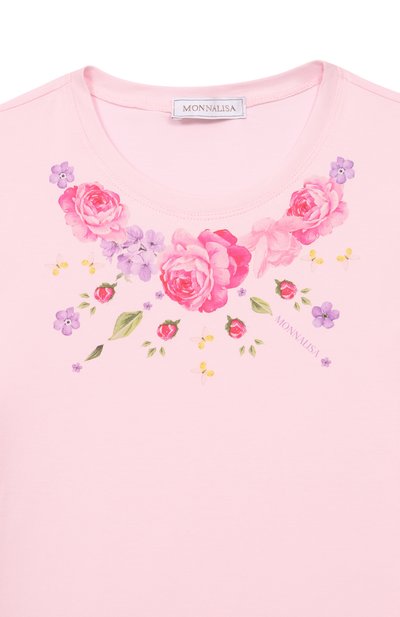 Хлопковая футболка MONNALISA светло-розового цвета по цене 8300 руб., арт. 11G605, фото 3 Хлопковая футболка MONNALISA, арт. 11G605, фото 3