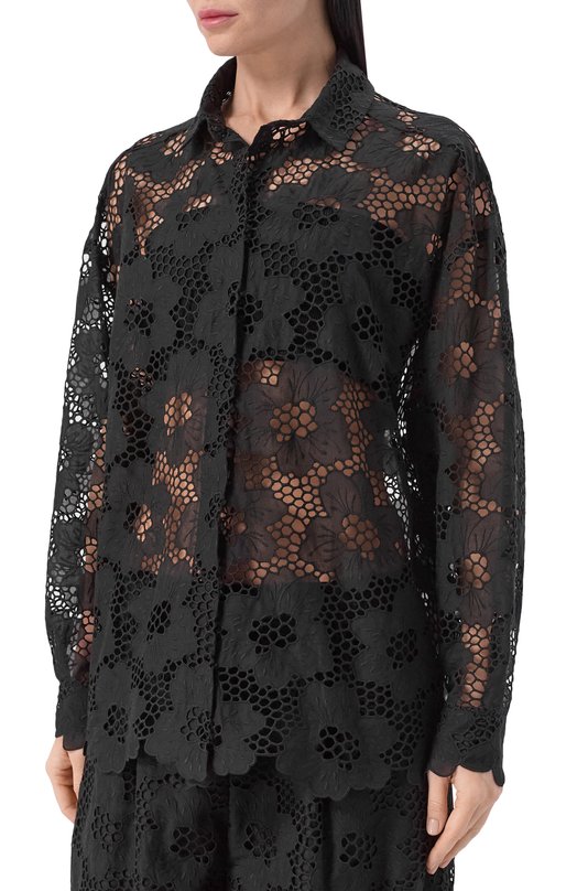 Хлопковая рубашка Vika Gazinskaya SS26-12238-962 Чёрный  SS26-12238-962 Фото 3