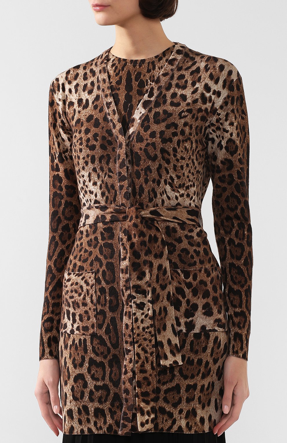 Шерстяной кардиган DOLCE & GABBANA леопардового цвета по цене 243500 руб., арт. FX560T/JAHHG, фото 3 Шерстяной кардиган DOLCE & GABBANA, арт. FX560T/JAHHG, фото 3