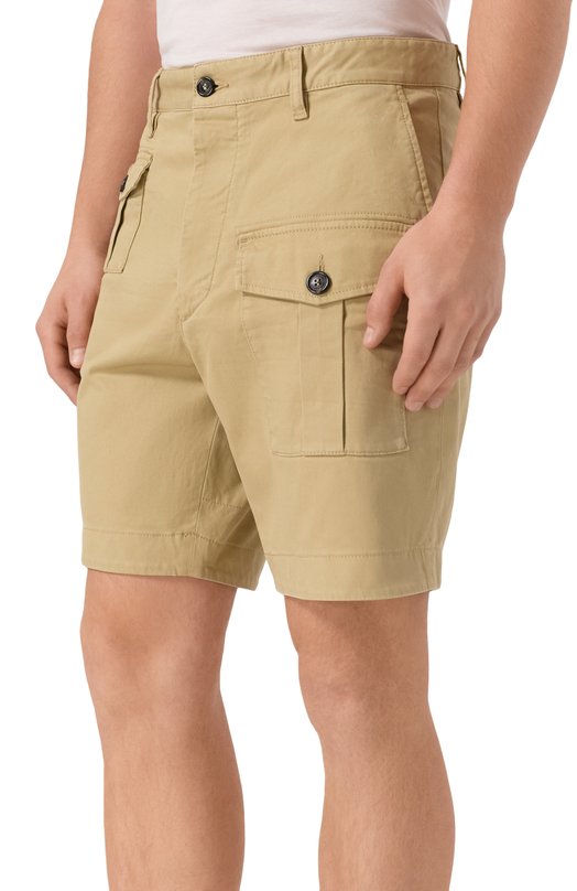 Хлопковые шорты Dsquared2 S74MU0780/S39021 Бежевый  S74MU0780/S39021 Фото 3