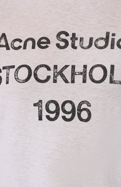 Женская хлопковая футболка ACNE STUDIOS белого цвета, арт. FN-UX-TSHI000013 | Фото 5 (Драгоценные камни: Проставлено; Длина (для топов): Стандартные; Материал сплава: Проставлено; Материал внешний: Хлопок; Рукава: 3/4; Стили: Кэжуэл; Принт: С принтом; Женское Кросс-КТ: Футболка-одежда)