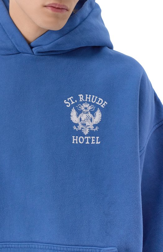 Хлопковое худи Rhude RHPF25H001012 Голубой  RHPF25H001012 Фото 5