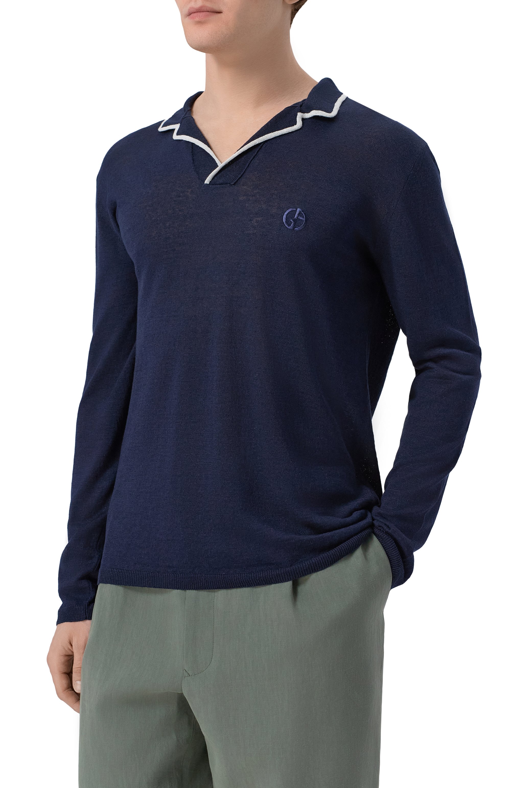 Поло изо льна и шелка GIORGIO ARMANI, арт. GM003140/AF24710, фото 3