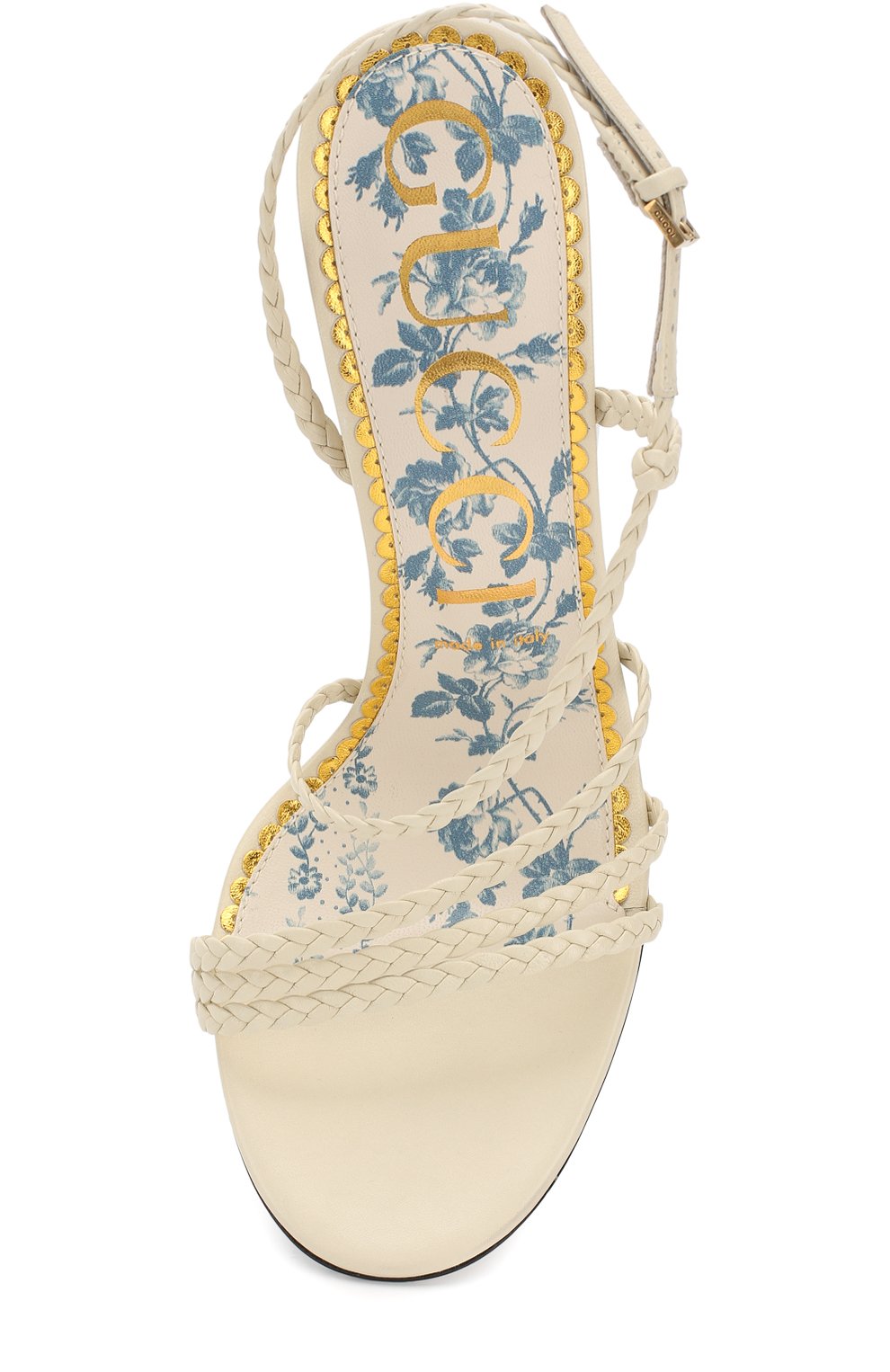 Кожаные босоножки с плетением на шпильке GUCCI, арт. 512432/C9D00, фото 5