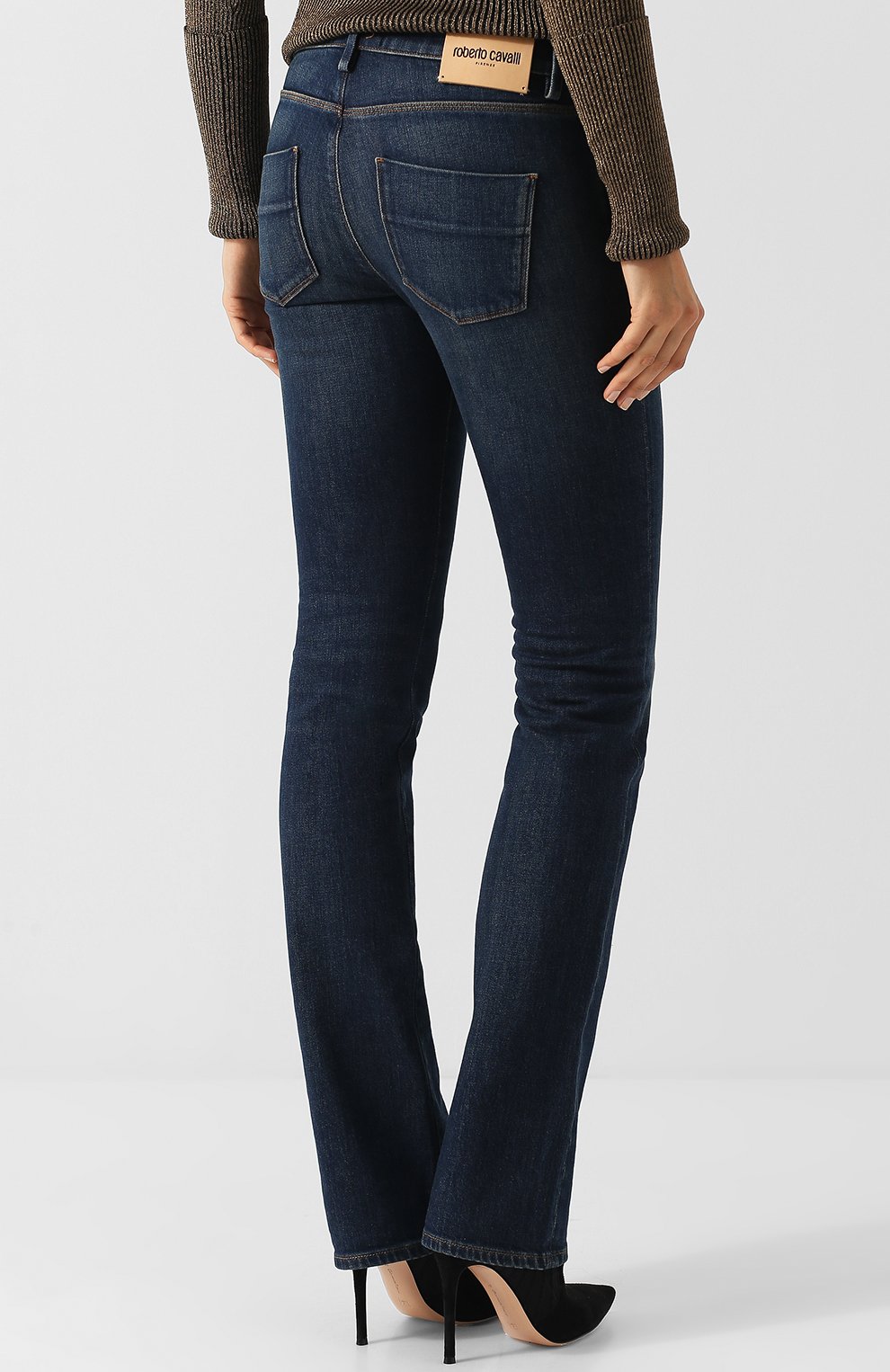 Джинсы прямого кроя с потертостями ROBERTO CAVALLI, арт. HQJ218/DS002, фото 4