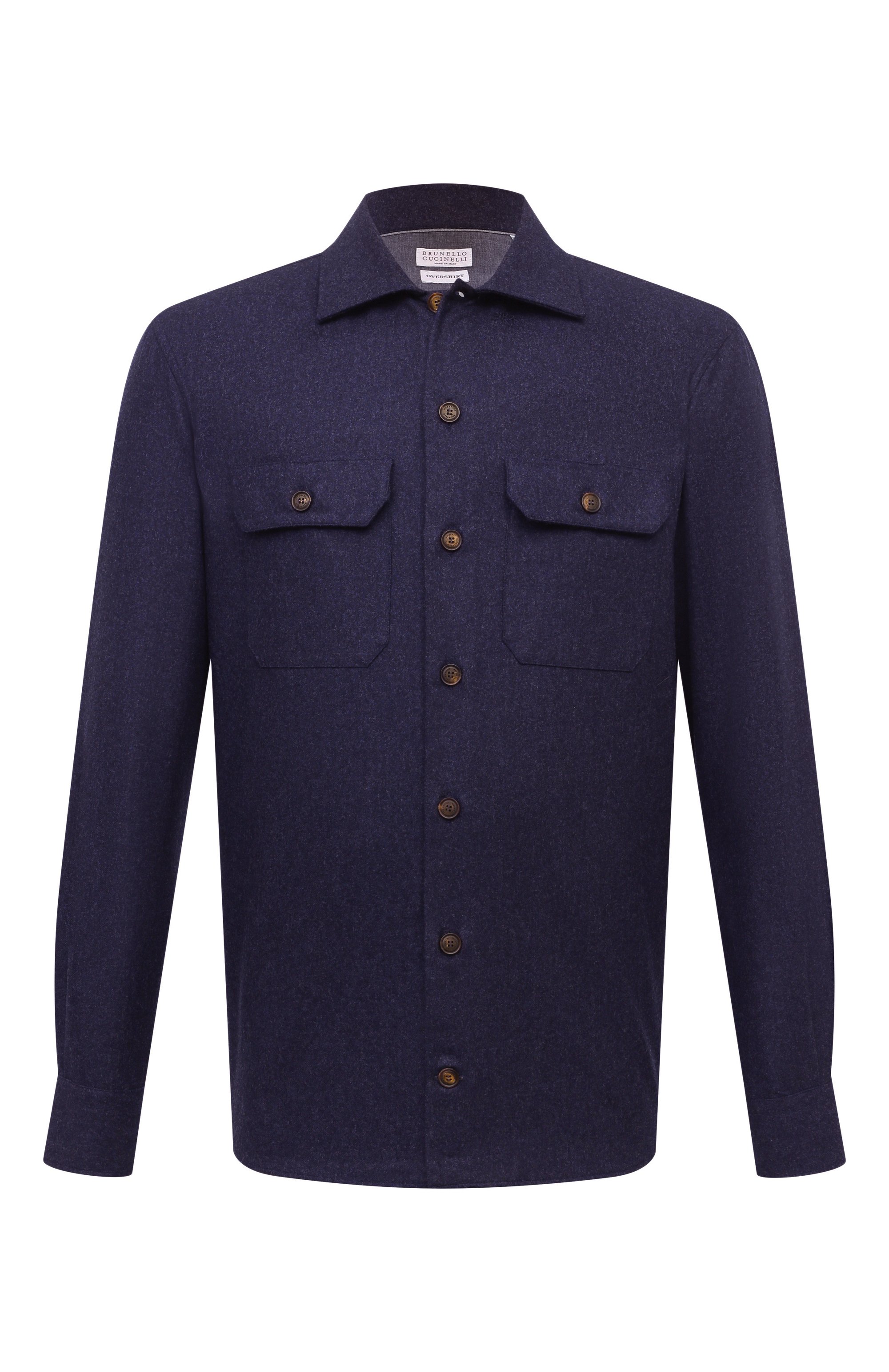 Шерстяная рубашка BRUNELLO CUCINELLI темно-синего цвета по цене 139500 руб., арт. M038P0720, фото 1 Шерстяная рубашка BRUNELLO CUCINELLI, арт. M038P0720, фото 1