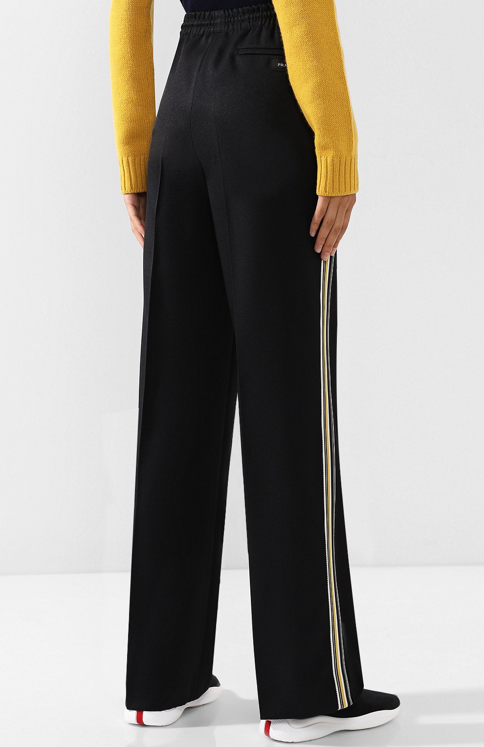 Брюки с эластичным поясом и контрастными лампасами PRADA, арт. 22Z725-1N8M-F0002, фото 4