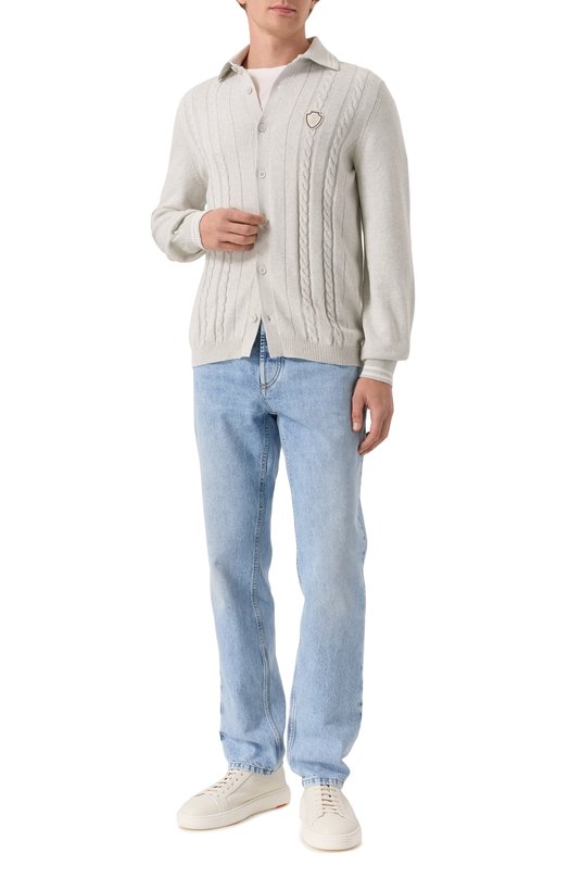Хлопковый кардиган Brunello Cucinelli M28707925T Серый  M28707925T Фото 2