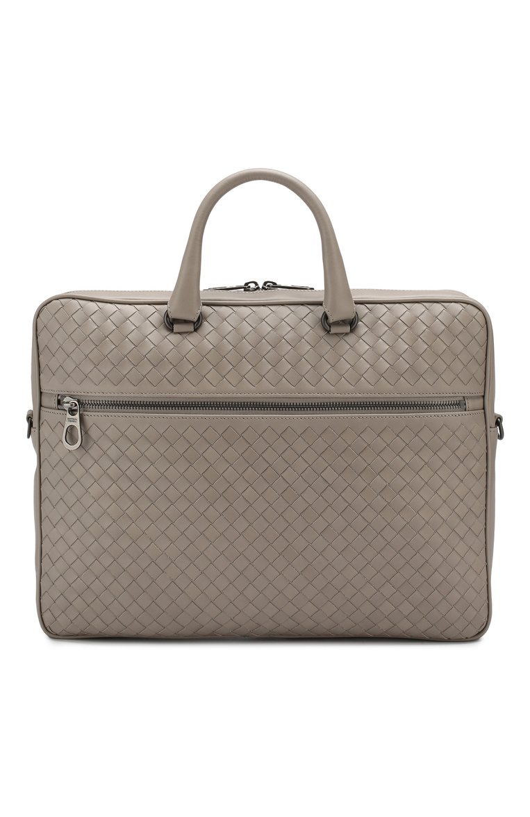 Мужской кожаный портфель  BOTTEGA VENETA серого цвета, арт. 516110/V4651 | Фото 1 (Материал: Натуральная кожа; Статус проверки: Проверена категория; Размер: large; Материал сплава: Проставлено; Драгоценные камни: Проставлено)