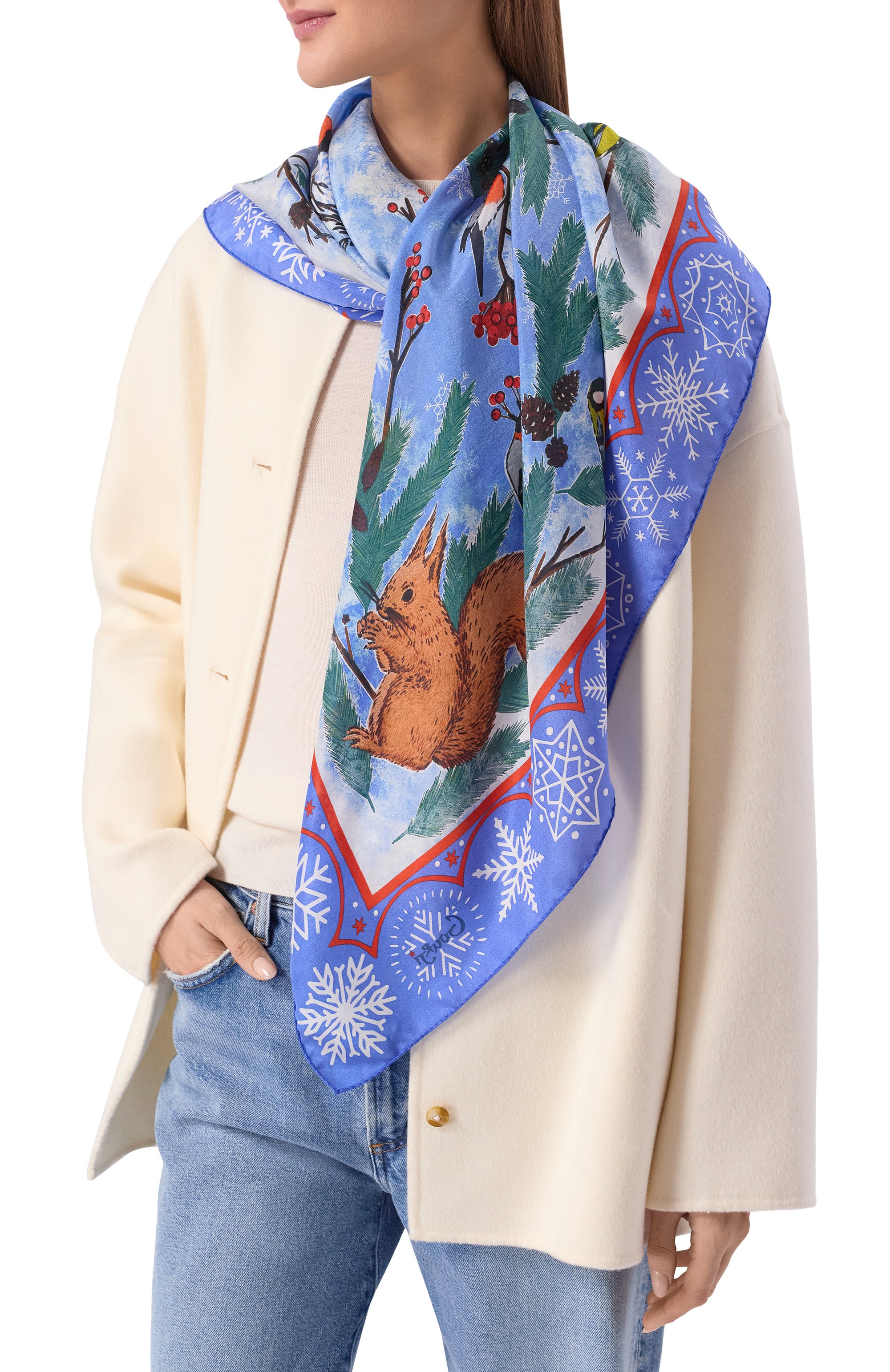 Шелковая шаль зимний лес GOURJI, арт. 91133437/41108, фото 2