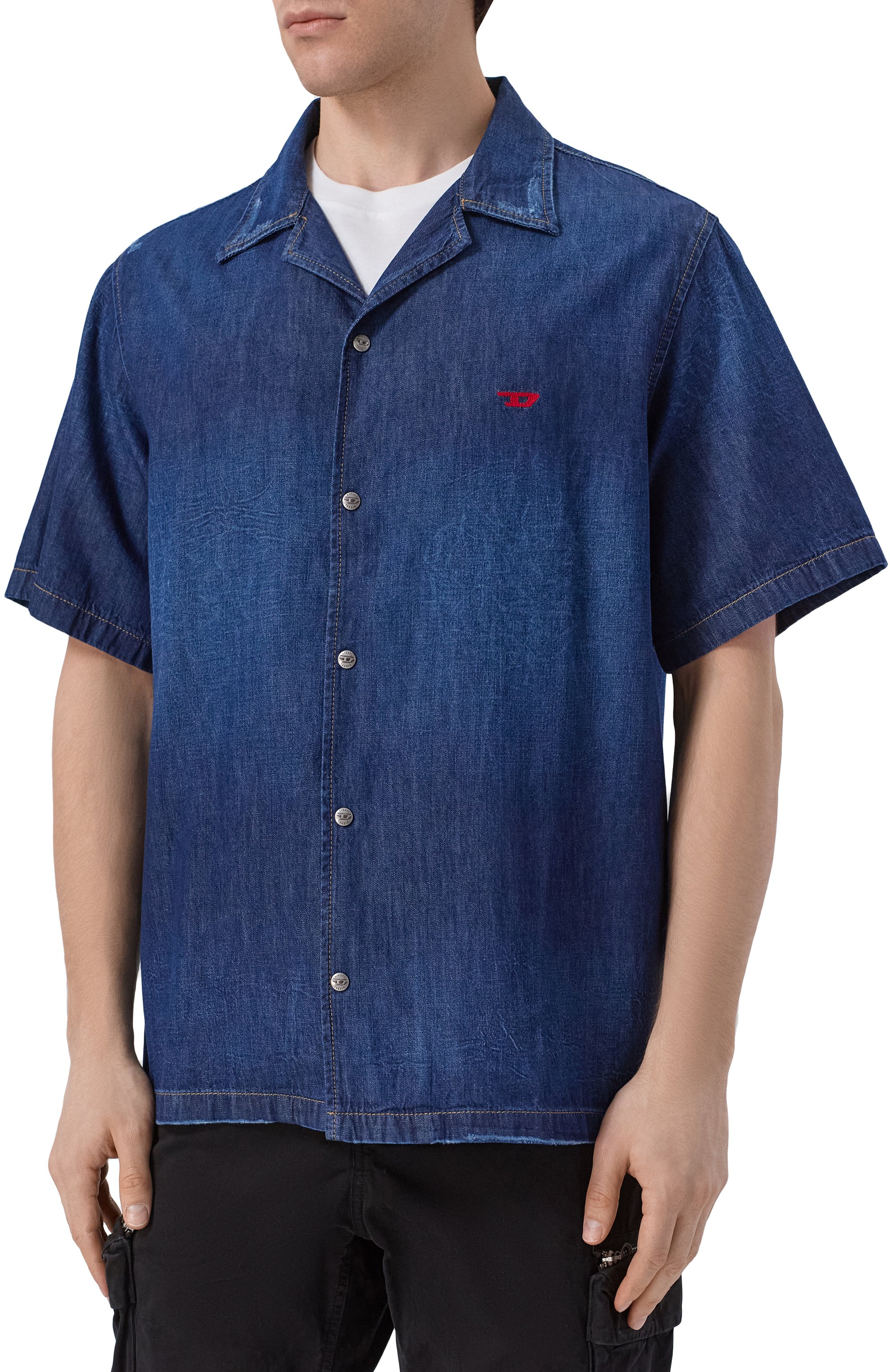 Джинсовая рубашка d-nabil-d DIESEL темно-синего цвета по цене 18550 руб., арт. A16957/0DBDB, фото 3 Джинсовая рубашка d-nabil-d DIESEL, арт. A16957/0DBDB, фото 3