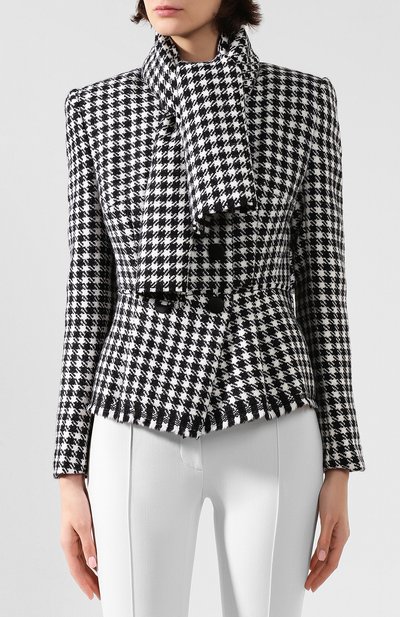 Шерстяной жакет DOLCE & GABBANA черно-белого цвета по цене 354000 руб., арт. F28SXT/FQ2HN, фото 3 Шерстяной жакет DOLCE & GABBANA, арт. F28SXT/FQ2HN, фото 3