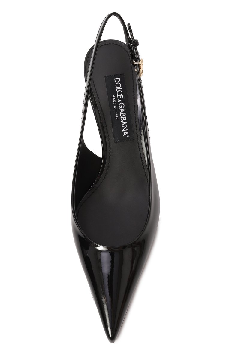 Женские лакированные туфли lollo 60 DOLCE & GABBANA черного цвета, арт. CG0773/A1471 | Фото 6 (Каблук высота: Средний; Материал вн�ешний: Натуральная кожа; Материал внутренний: Натуральная кожа; Подошва: Плоская; Женское Кросс-КТ: Слингбэки; Каблук тип: Шпилька; Размерность: Товар большемерит; Автоматизация ТО: Проставлено; Автоматизация состава: Проставлено; Re-sync: On)