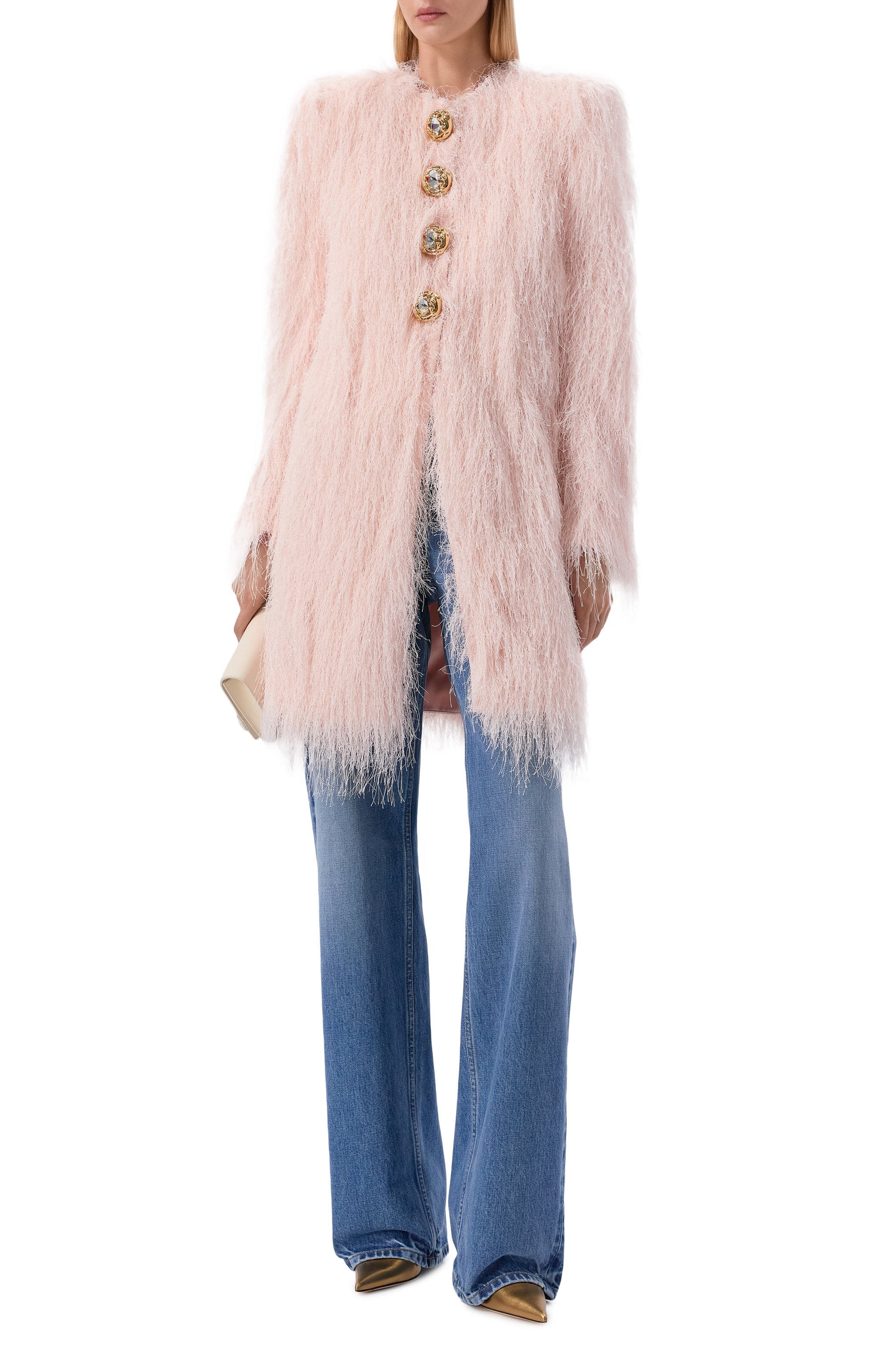 Пальто BALMAIN светло-розового цвета по цене 525500 руб., арт. GF1UE140/JL27, фото 2 Пальто BALMAIN, арт. GF1UE140/JL27, фото 2