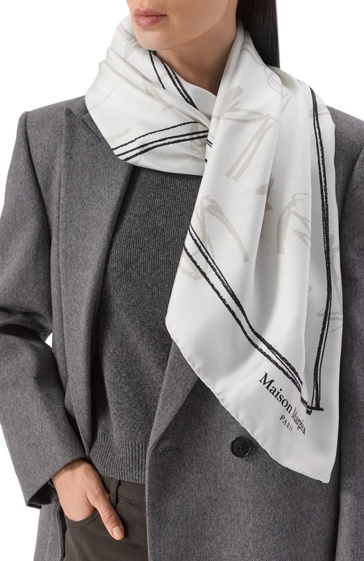 Шелковый платок Maison Margiela S51TF0049/M35820 Серый  S51TF0049/M35820 Фото 2