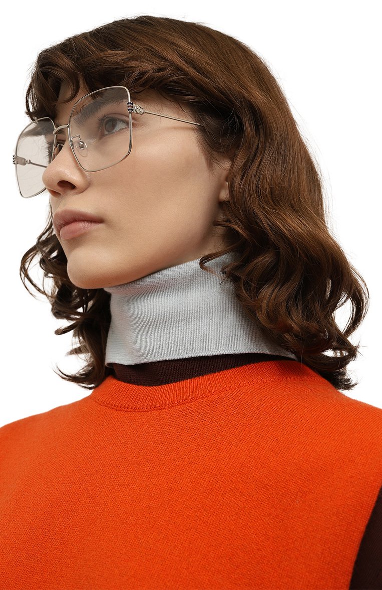 Женские оправа GUCCI серебряного цвета, арт. GG12840A 002 | Фото 2 (Нос: Не проставлено; Региональные ограничения белый список (Axapta Mercury): Не проставлено; Материал: Металл; Тип очков: Оправа; Оптика Гендер: оптика-женское; Очки форма: Квадратные)