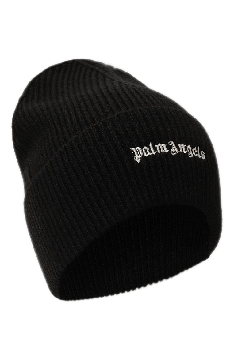 Мужская шапка PALM ANGELS черного цвета, арт. PMLC030F23KNI0031001 | Фото 1 (Материал: Синтетический материал, Текстиль, Шерсть; Материал сплава: Проставлено; Нос: Не проставлено; Кросс-КТ: Трикотаж)