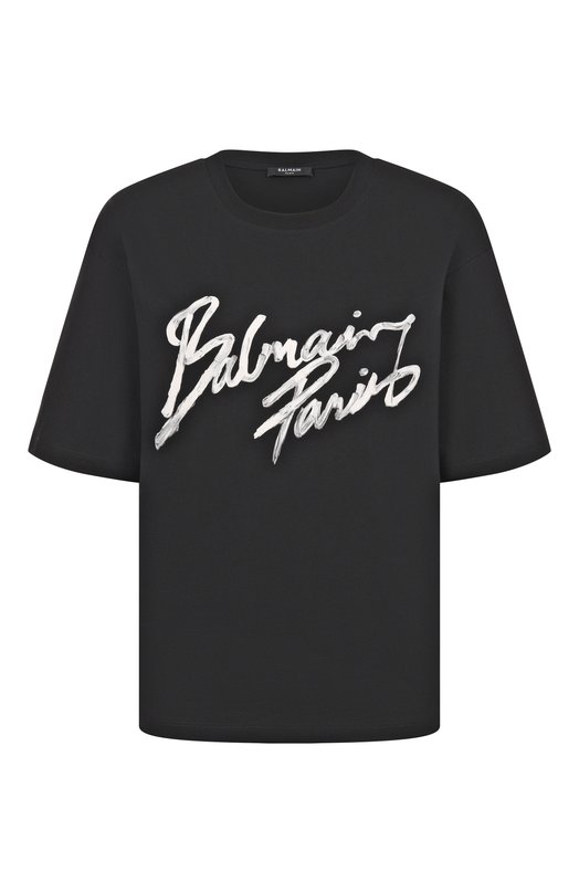 Хлопковая футболка Balmain GF1EG110/BD41 Чёрный GF1EG110/BD41