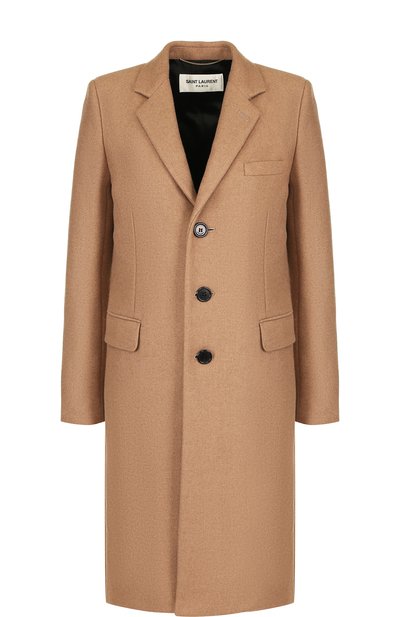 Женское однотонное шерстяное пальто прямого кроя SAINT LAURENT, арт. 517798/Y190T