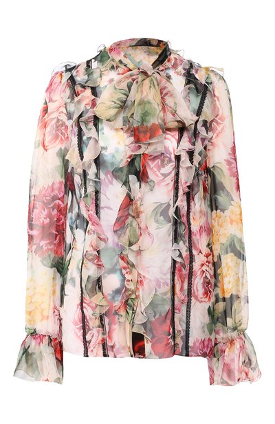 Женская блузка из смеси шелка и хлопка DOLCE & GABBANA, арт. F73D2T/HS1W9