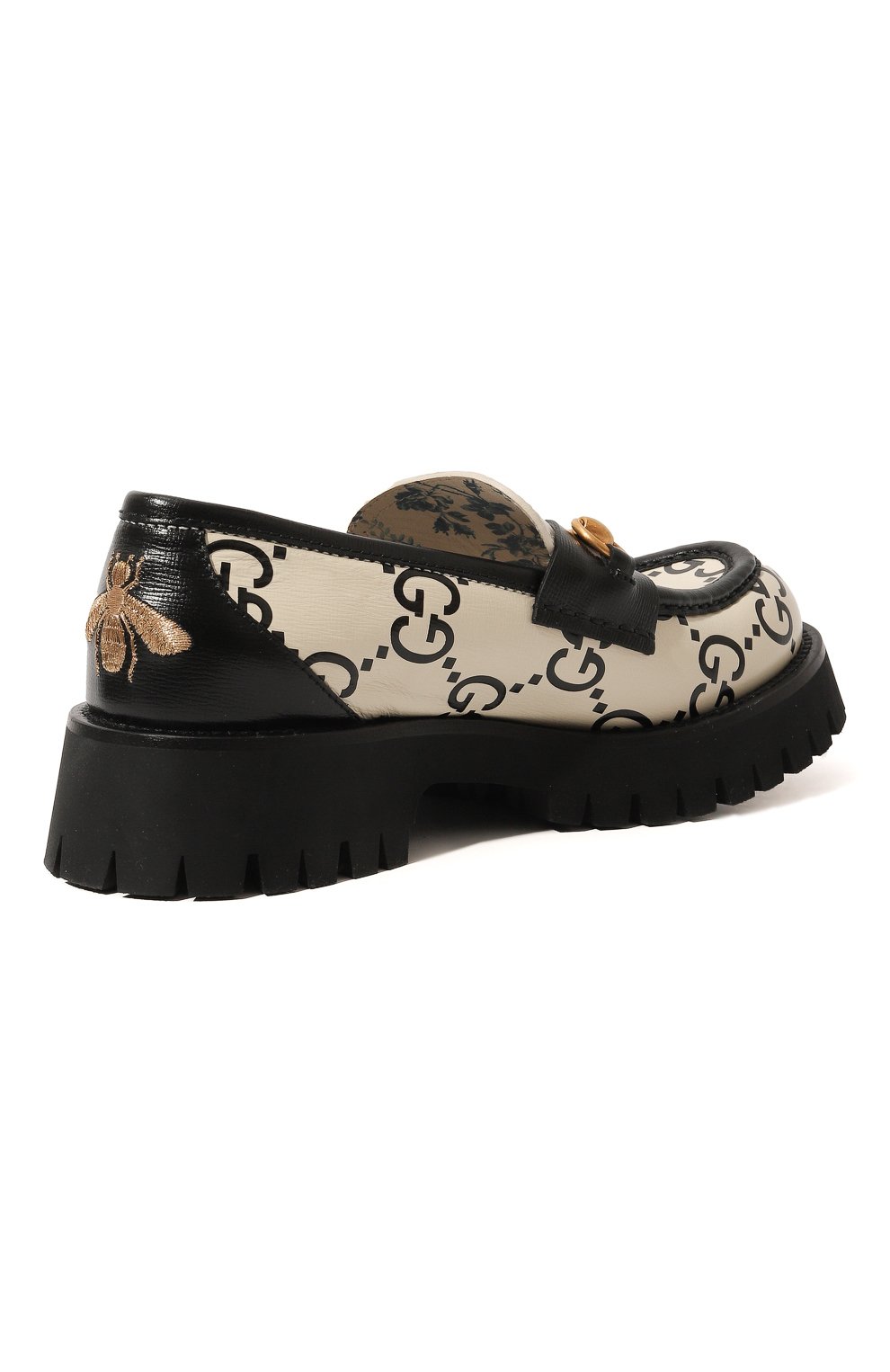 Кожаные лоферы GUCCI черно-белого цвета по цене 158400 руб., арт. 577236 UGM20, фото 5 Кожаные лоферы GUCCI, арт. 577236 UGM20, фото 5
