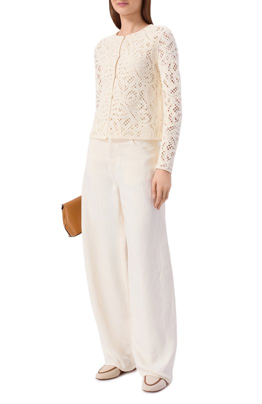 Хлопковый кардиган Emporio Armani EW002977/AF22471 Кремовый  EW002977/AF22471 Фото 2