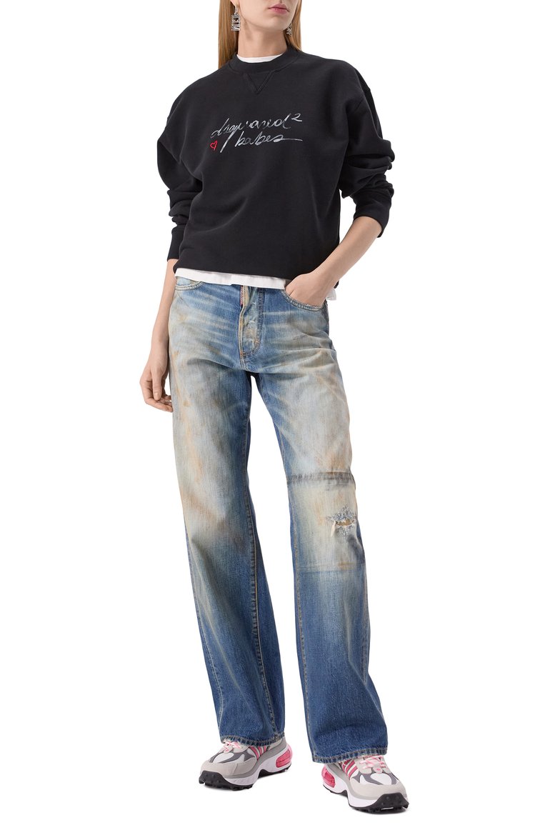 Женские комбинированные кроссовки bubble DSQUARED2 светло-серого цвета, арт. SNW0297/23808317 | Фото 2 (Подошва: Платформа; Драгоценные камни: Проставлено; Материал внешний: Натуральная кожа, Текстиль; Материал внутренний: Текстиль; Материал сплава: Проставлено; Стили: Кэжуэл; Материал утеплителя: Без утеплителя; Кросс-КТ: Низкие)