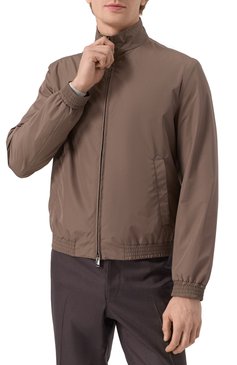 Мужской бомбер CANALI коричневого цвета, арт. 040988U/G02321 | Фото 3 (Драгоценные камни: Проставлено; Рукава: Длинные; Длина (верхняя одежда): Короткие; Материал сплава: Проставлено; Стили: Кэжуэл; Принт: Без принта; Кросс-КТ: бомбер; Материал внешний: Синтетический материал)