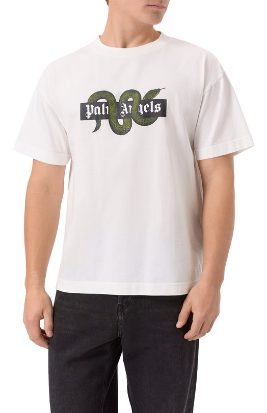 Хлопковая футболка Palm Angels PMAA109F25JER008 Белый  PMAA109F25JER008 Фото 3