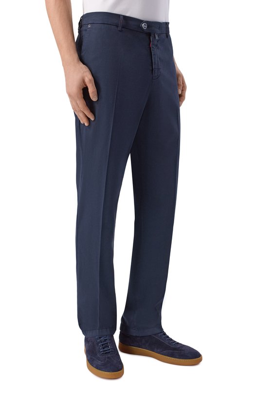 Брюки из хлопка и шелка Kiton UFPPERK0607H Синий  UFPPERK0607H Фото 3