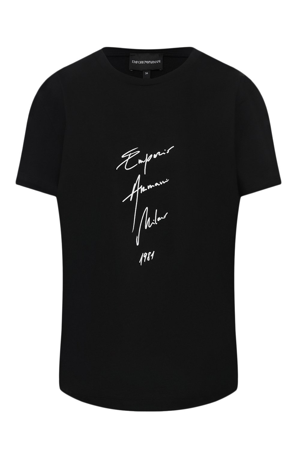 Хлопковая футболка EMPORIO ARMANI черного цвета по цене 11600 руб., арт. 3K2T7B/2J95Z, фото 1 Хлопковая футболка EMPORIO ARMANI, арт. 3K2T7B/2J95Z, фото 1