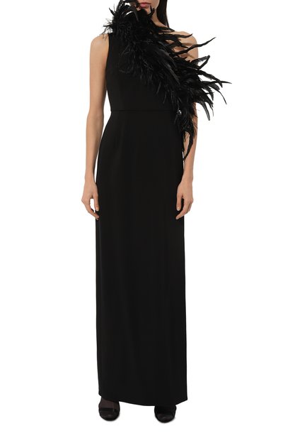 Платье из вискозы с отделкой перьями DOLCE & GABBANA, арт. F6JRFT/FUIAH, фото 3