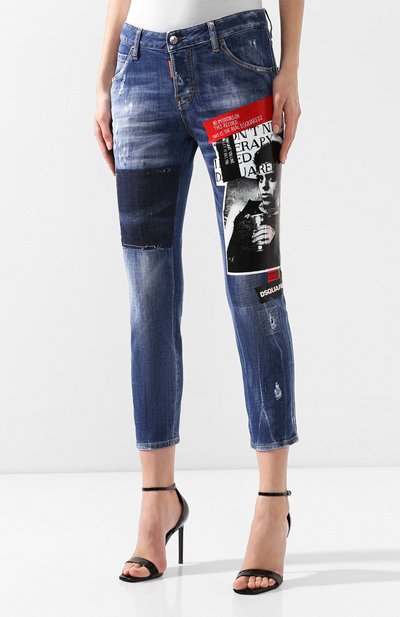 Укороченные джинсы DSQUARED2 синего цвета по цене 78650 руб., арт. S75LB0149/S30342, фото 3 Укороченные джинсы DSQUARED2, арт. S75LB0149/S30342, фото 3