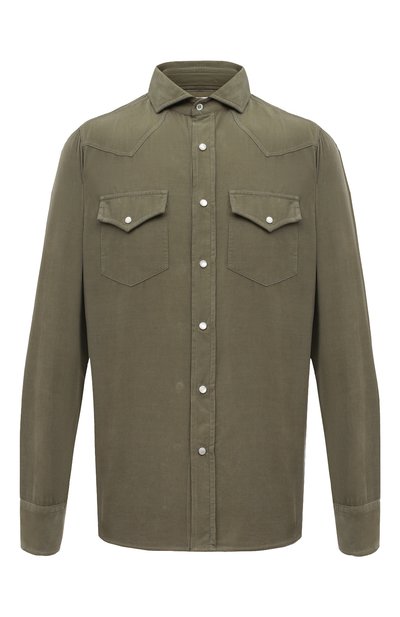 Вельветовая рубашка BRUNELLO CUCINELLI хаки цвета по цене 127000 руб., арт. ML688B2151, фото 1 Вельветовая рубашка BRUNELLO CUCINELLI, арт. ML688B2151, фото 1