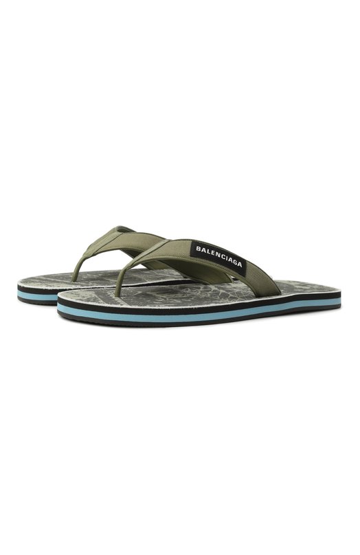 Текстильные шлепанцы Sunset Balenciaga 841422/W14S2 Хаки 841422/W14S2