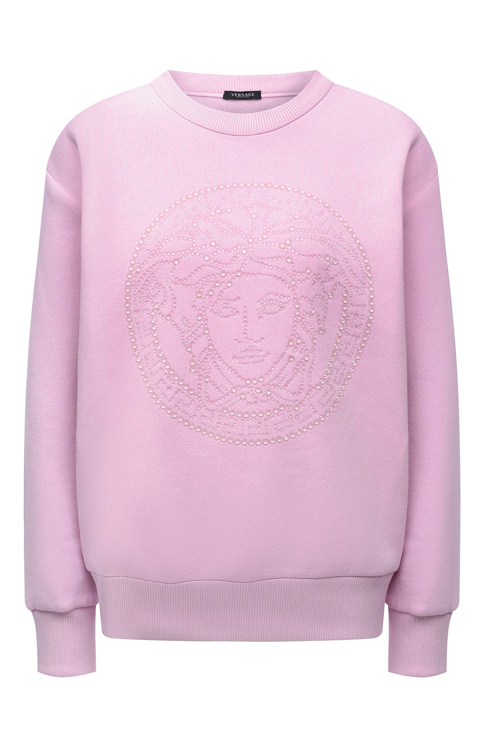 Хлопковый свитшот VERSACE светло-розового цвета по цене 99950 руб., арт. 1001570/1A01174, фото 1 Хлопковый свитшот VERSACE, арт. 1001570/1A01174, фото 1