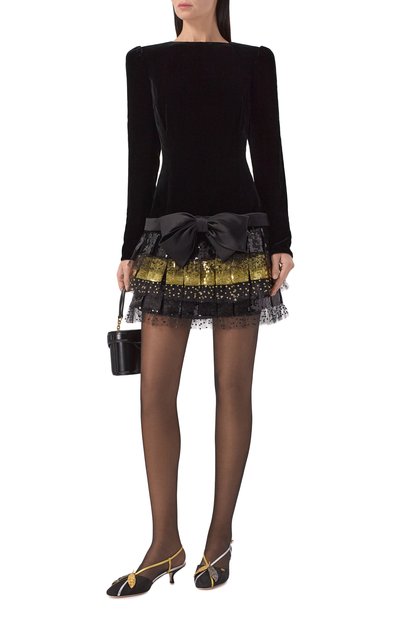 Платье с отделкой пайетками VALENTINO черного цвета по цене 1130000 руб., арт. 7B0VAGD1/9Q9, фото 2 Платье с отделкой пайетками VALENTINO, арт. 7B0VAGD1/9Q9, фото 2