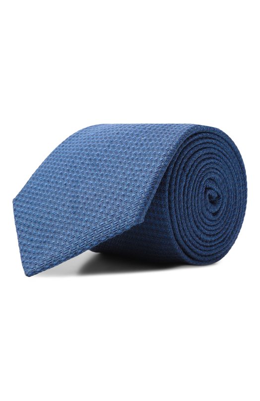 Галстук из шелка и льна Canali 18/HJ04546 Синий 18/HJ04546