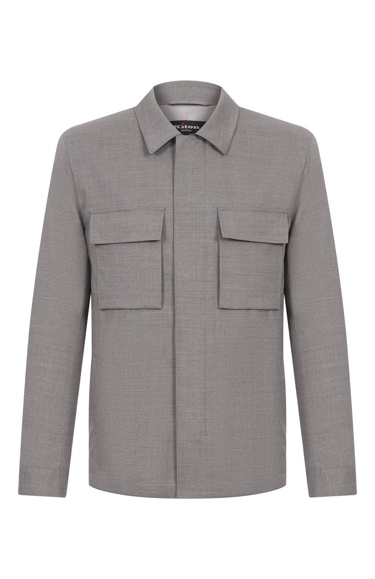 Мужская шерстяная куртка KITON серого цвета, арт. UW2077V0835F03 | Фото 1 (Длина (ве�рхняя одежда): Короткие; Материал внешний: Шерсть; Рукава: Длинные; Материал подклада: Синтетический материал; Стили: Кэжуэл; Кросс-КТ: Легкие; Мужское Кросс-КТ: шерсть и кашемир)