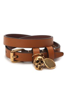 Женский кожаный браслет ALEXANDER MCQUEEN коричневого цвета, арт. 630990/1WY0T | Фото 1 (Материал: Натуральная кожа; Региональные ограничения белый список (Axapta Mercury): Не проставлено; Нос: Не проставлено)
